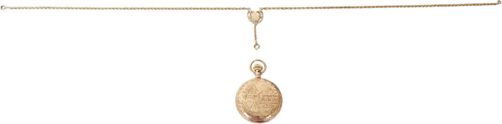 14K Yellow Gold Pocket Watch w/ Gold-filled Chain (1 of 9)