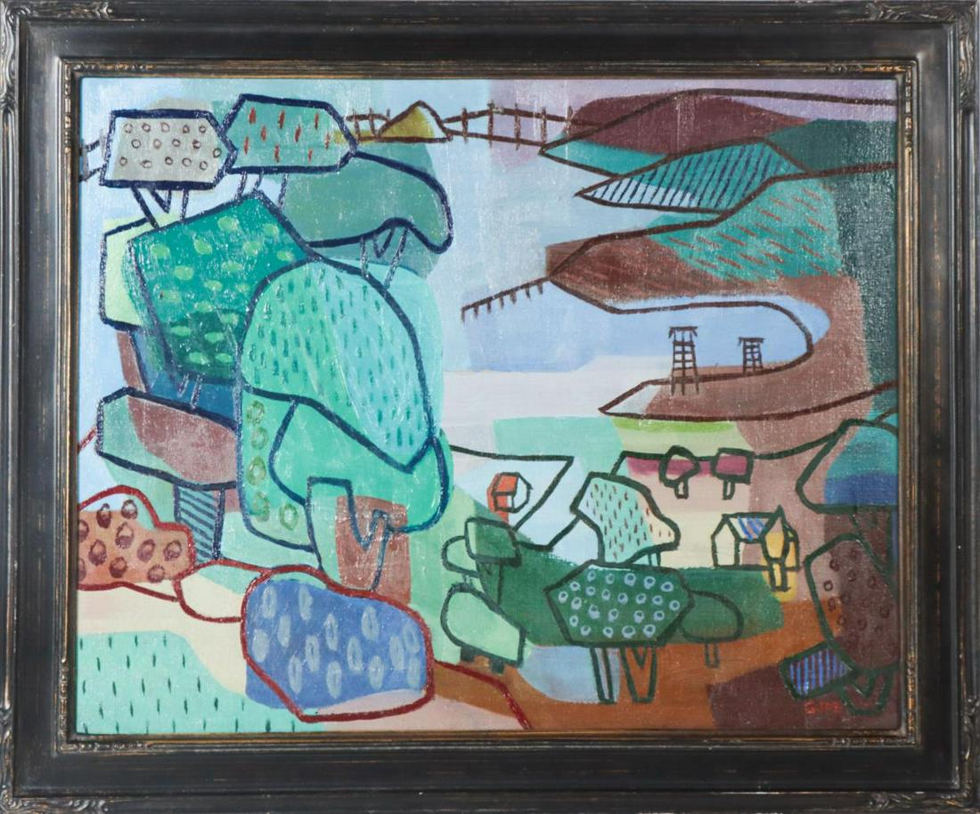 Ora Gipe (20th C) American, 1947 Abstract O/C (1 of 5)