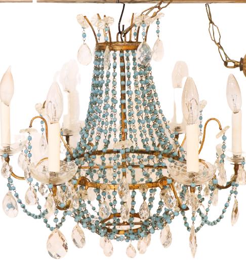 Italian Vintage Crystal & Blue Opaline Chandelier (1 of 10)