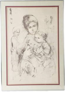 Edna Hibel, Mother & Children, Lithograph: Edna Hibel (American, 1917-2014) mother and children lithograph numbered II 18/52 ed. 185, signed.Overall Size: 42 1/4 x 30 1/4 in. Sight Size: 36 x 23 in.