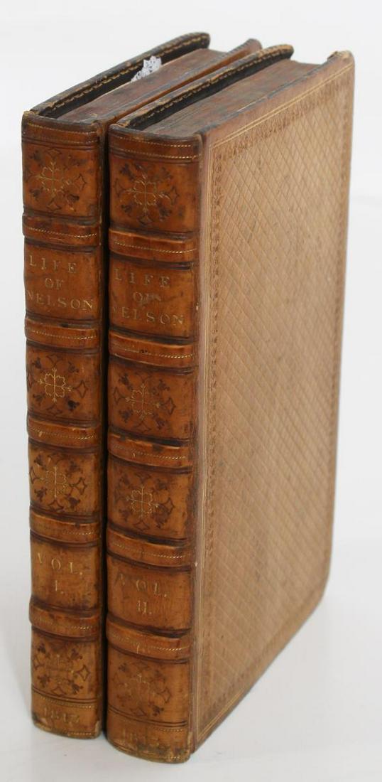 Life of Nelson, Robert Southey 1813: The Life of Nelson, By Robert Southey, In Two Volumes, London: Printed For John Murray, Bookseller To The Admiralty And To The Board Of Longitude, 50, Albemarle Street, 1813, with five raised bands, g