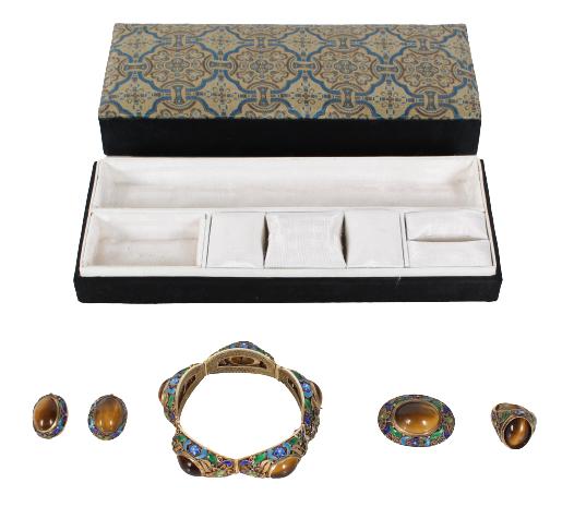 Chinese Cloisonne & Tiger Eye Ladies Jewelry Set (1 of 20)