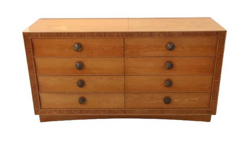 Mid-Century Paul Frankl for Brown Saltman Dresser: Mid-Century Paul Frankl for Brown Saltman Dresser. Statement piece for any room. 8 drawers, mahogany with combed wood detailing. Concave base. Size: 60 x 19 x 32 in.