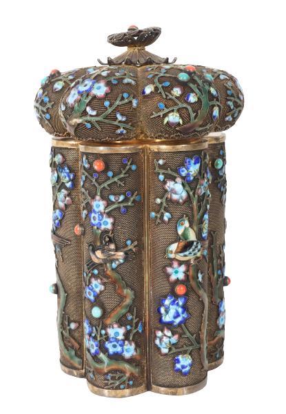 Antique Chinese Silver Enamel Tea Box (1 of 14)