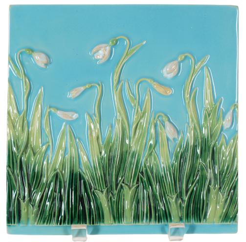 Majolica Turquoise Tile w Flowers (1 of 10)