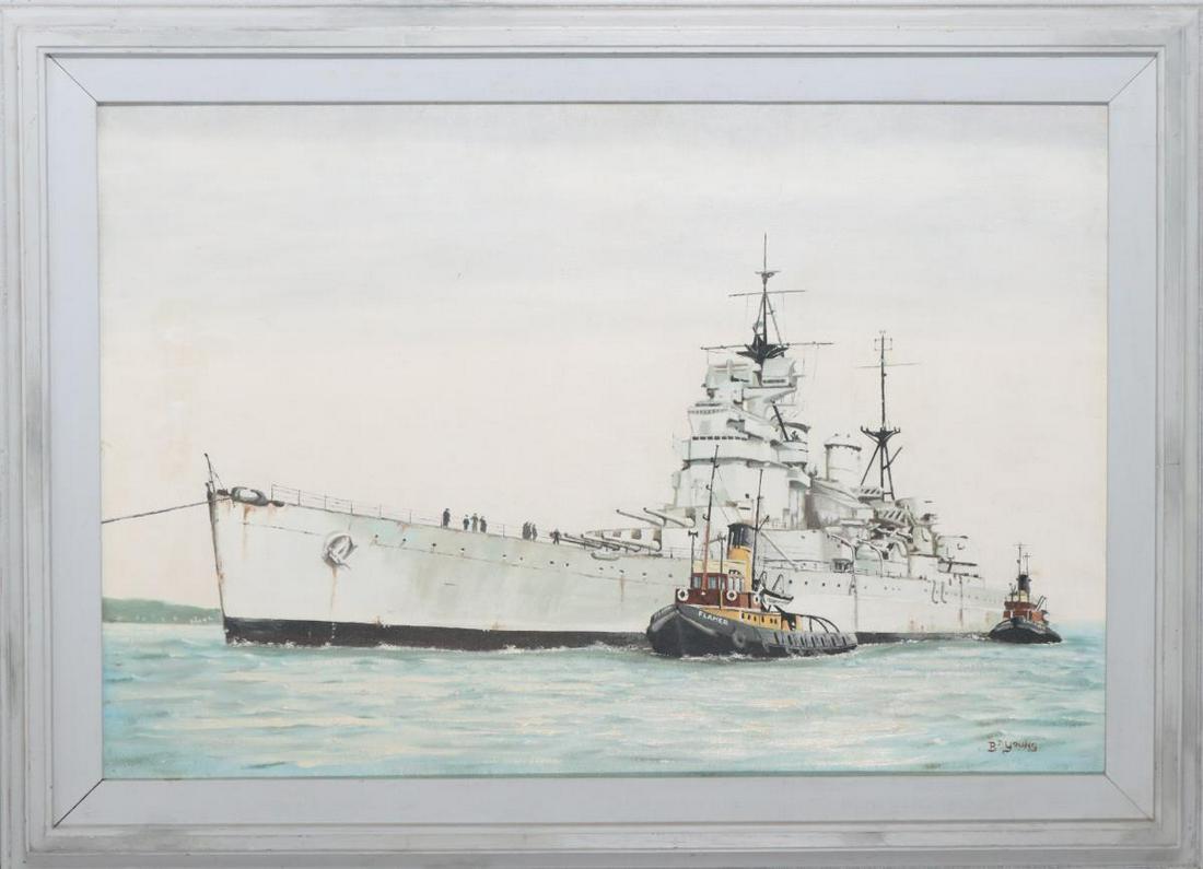 HMS Howe 1958 Signed Oil Painting (1 of 4)