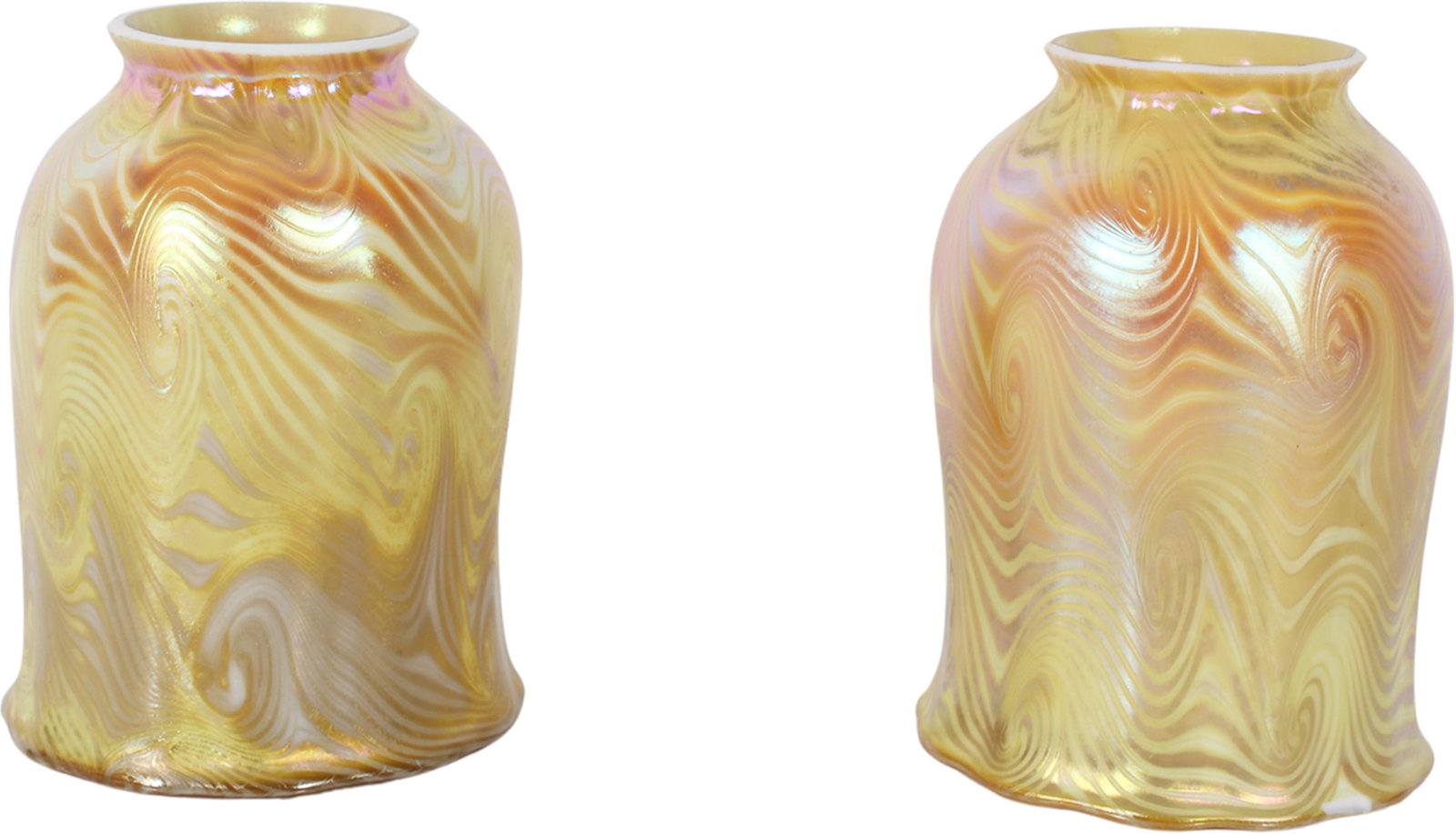 (2) Zepher Iridescent Glass Lamp Shades: Size: 4 x 4 x 5 1/4 in.