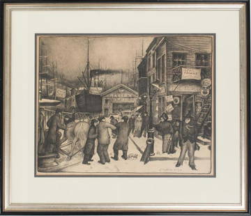 Glenn O. Coleman (1887-1932) American, Lithograph: View of the Docks, lithograph, 1910-1915. Glenn Coleman's life and art demonstrate the difficulties that often seem to adhere to the artist's calling. He was born in Springfield, Ohio, living until on