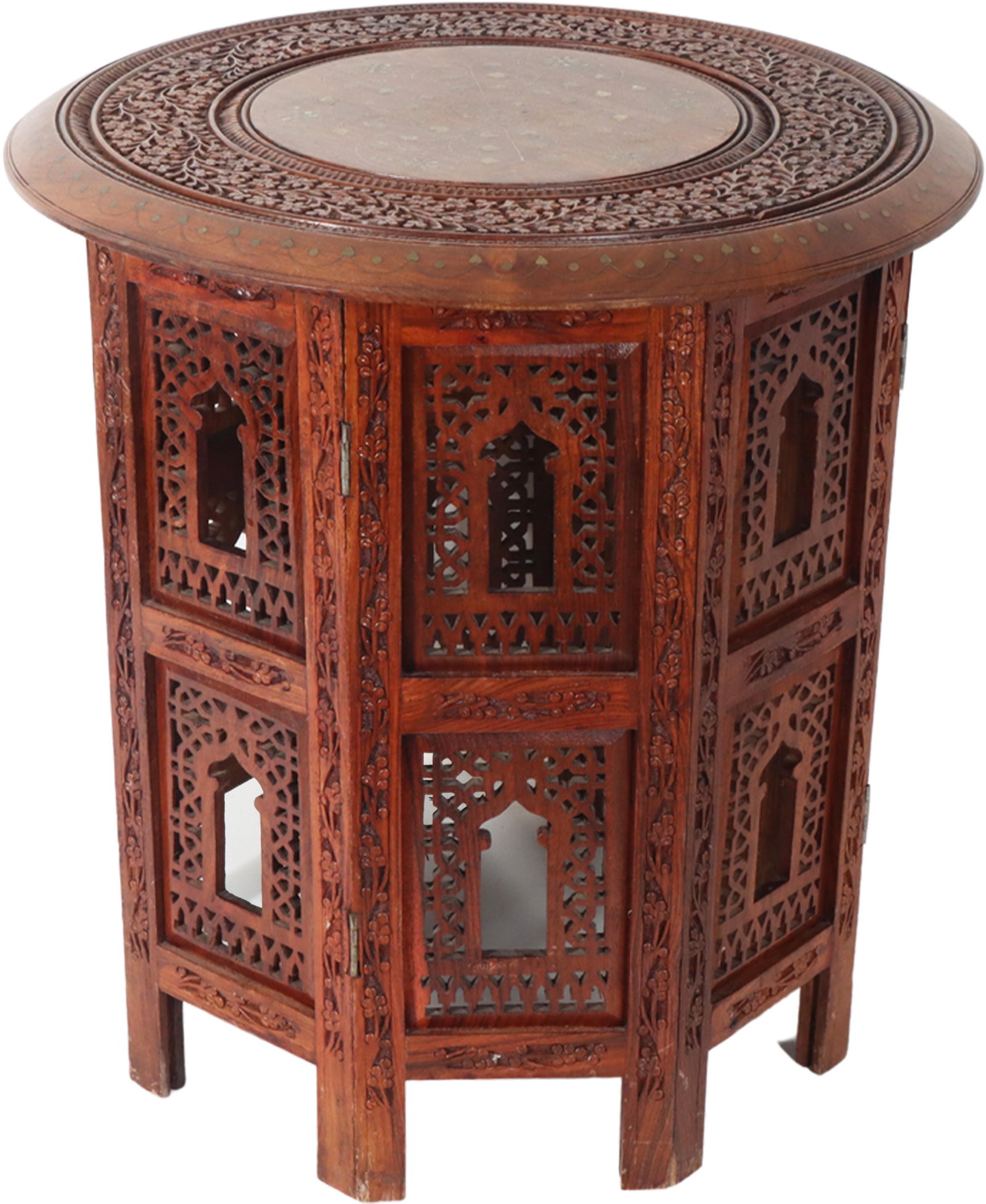 Intricate Carved Inlaid Wooden Side Table (1 of 13)