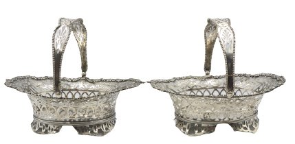 Pair of American Sterling Silver baskets 19.4ozt: American Sterling Silver baskets 19.4oztJ.E.Caldwell PhiladelphiaSize: 8 1/2 x 6 x 4 in. 1203