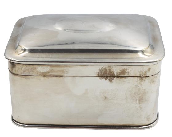 French Christofle Silver Hinged Box/Gilt Interior: Christofle Silver Hinged Box with Gilt InteriorSize: 3 1/2 x 5 x 3 in.