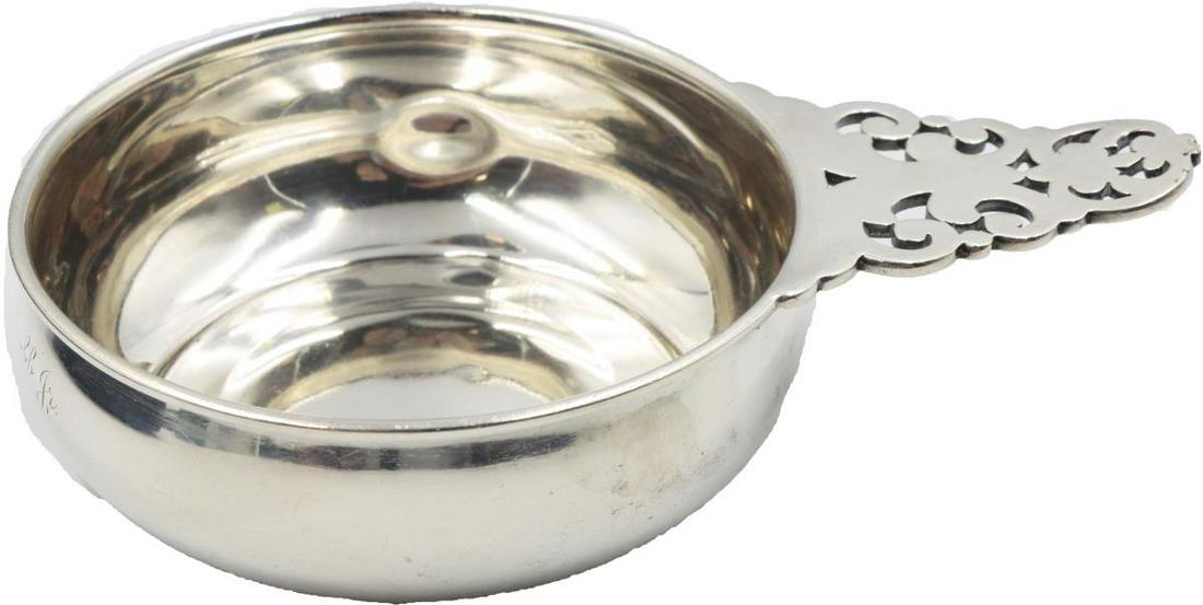 Sterling Silver Porringer 5.4 ozt: Sterling Silver Porringer 5.4 oztM.F. Hamilton & Son 1895Size: 6 3/4 x 4 1/2 x 1 1/2 in. #1059