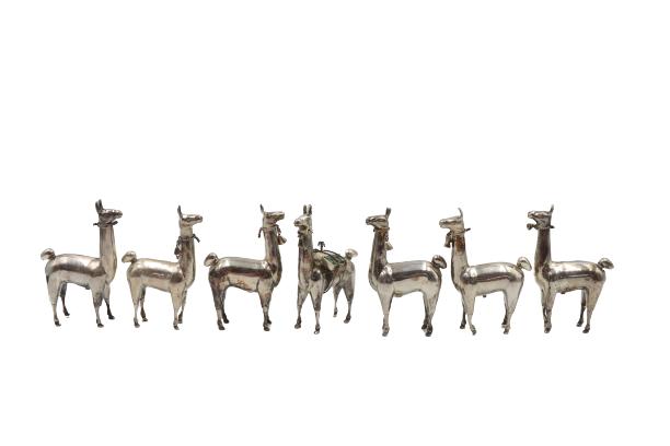(7) Sterling Silver Figural Llamas 10ozt: (7) Sterling Silver Figural Llamas 10oztSize: 3 1/2 x 2 1/2 x 1 1/2 in. 1378