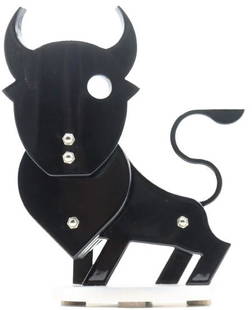 Jorge Blanco (b1945) Venezuela, Sculpture "Taurus": Jorge Blanco (b1945) Venezuela, Sculpture "Taurus".Titled "Taurus". Painted aluminum. Signed on the base and dated 2013. Blanco (American born in Venezuela) is an international artist who has created