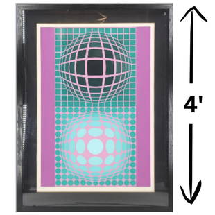 Victor Vasarely (1906-1997) Serigraph: Victor Vasarely (1906-1997) Serigraph "Double Vega" from the portfolio "Kunst-Oslo" 1985-1986 Pencil signed and numbered 57/295. Victor Vasarely was a Hungarian-French artist, who is widely accepted