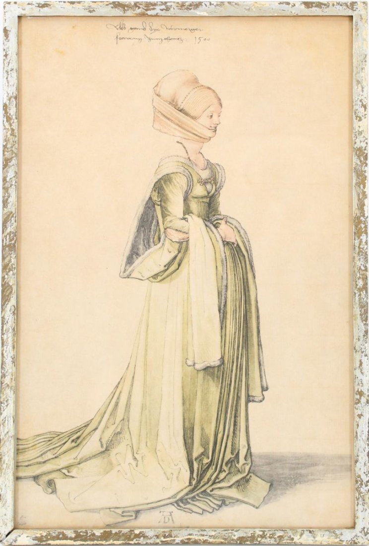 After Albrecht Durer, Etching of Medieval Lady (1 of 4)
