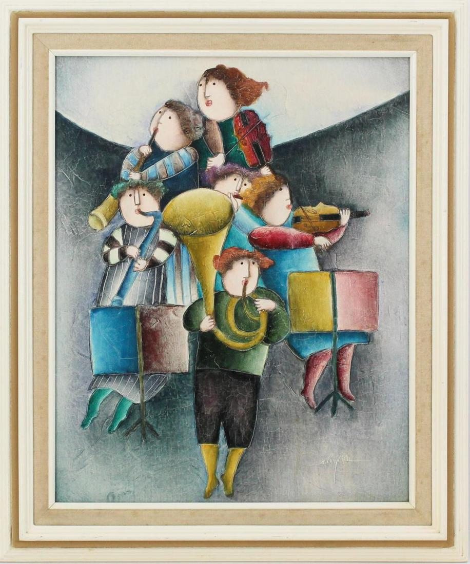 Joyce Roybal (1955), Whimsical Musicians, O/C (1 of 3)