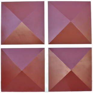 Impressive Ted Knerr 1968 Acrylic Wall Hanging: Impressive Ted Knerr, circa 1968 acrylic wall hanging on masonite. Four pyramidal, dimensional squares in a rich reddish brown tone with a light green crossing between. Knerr, a mid-century artist,