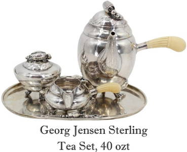 Georg Jensen Sterling Tea Set, 40 ozt