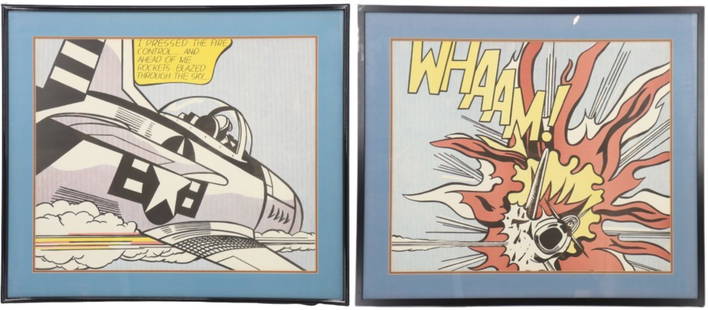 Roy Lichtenstein (1923-1997) USA, 2 Offset Lithos: Roy Lichtenstein (1923-1997) USA, 2 Offset Lithos/ A Dyptych, the 1963 painting in the collection of the Tate Gallery. Published by the Tate Gallery and printed in an edition of 3,000 by Lautrec