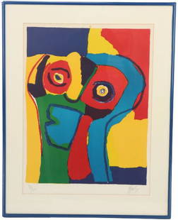 Karel Appel (1921-2006) Dutch, Color Lithograph: Karel Appel (1921-2006) Dutch, Color Lithograph. "ViSA Ge", 1969. Signed, dated, and numbered 41/110 in pencil. Provenance: Rose Appel, San Rafael. Karel Appel was born in Amsterdam, Holland, studied