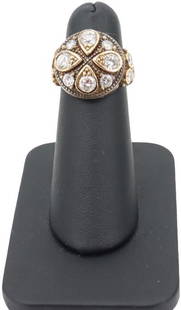 18k Yellow & White Gold Diamond Ring: 18k Yellow & White Gold Diamond Ring. Has 14 round diamonds. This was custom made. Diamonds weight is 2.25ct total weight. Diamonds are D-F in color, VS in clarity. Black Rhodium Finish Top.Ring