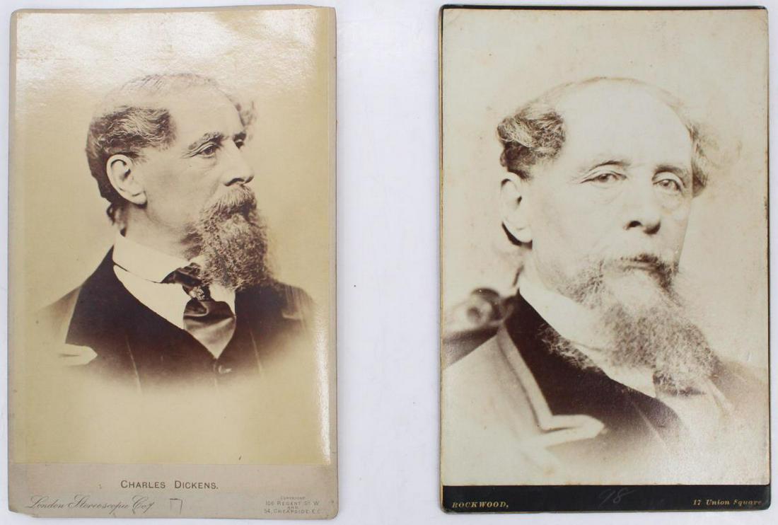 (2) Antique Cabinet Size Photos of Charles Dickens (1 of 6)