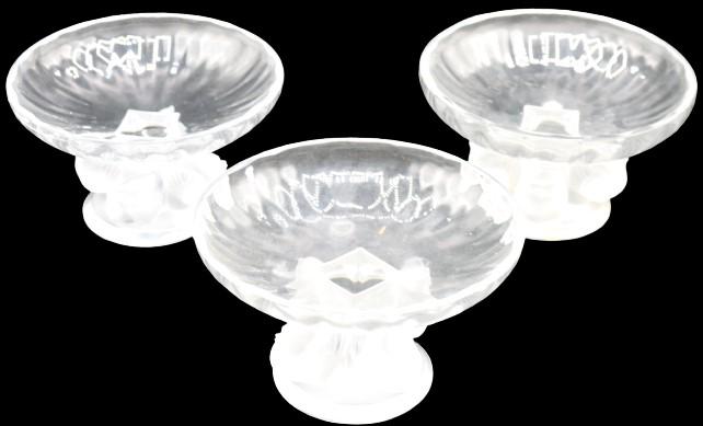(3) Lalique Crystal Art Glass Compotes (1 of 10)