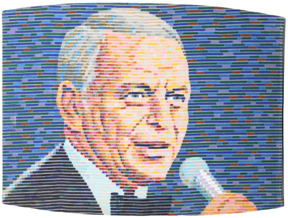 Greg Constantine (B. 1938) USA, Acrylic On Canvas: Greg Constantine (B. 1938) USA, Acrylic On Canvas. Titled "Frank Sinatra". Information on the back for the piece. Artist, Greg Constantine, Title "Frank Sinatra" Date, Oct 1979, Medium, acrylic on can