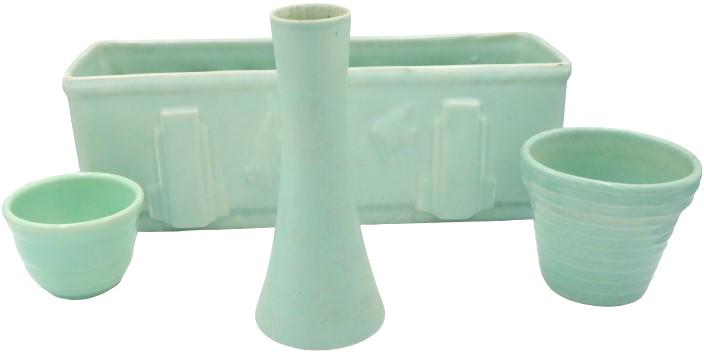 (4) Light Green Set, Planters & Vase (1 of 6)