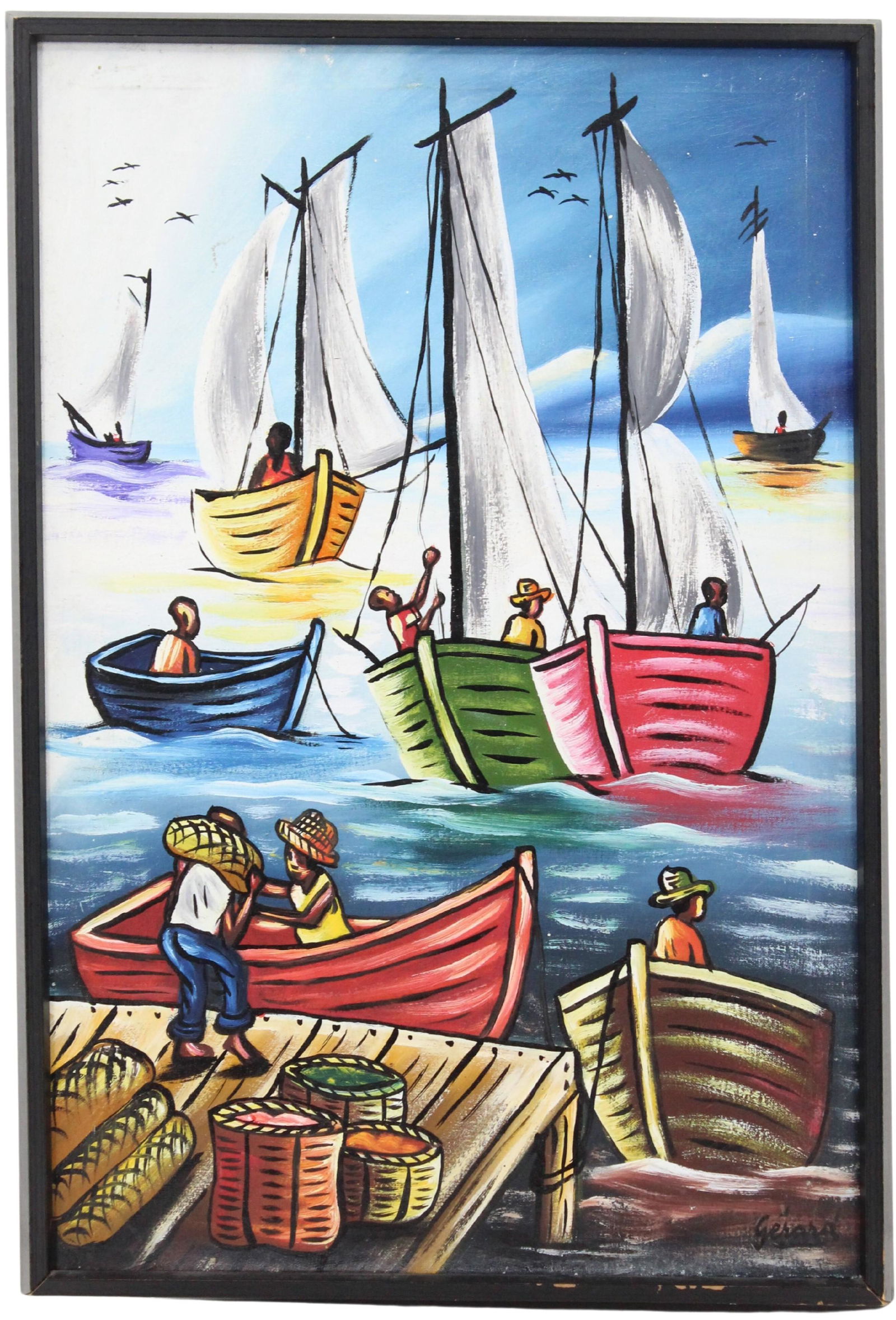 Vintage Haitian Oil Painting, Signed Gerard (1 of 13)
