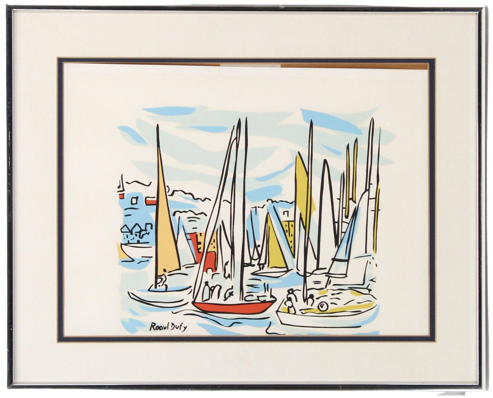 Raoul Dufy (1877-1953) French, Serigraph: Raoul Dufy (1877-1953) French, Serigraph, signed in lower left. Sail boats with a blue and white background. Raoul Dufy (1877 - 1953) was active/lived in France. Raoul Dufy is known for Fauve painting