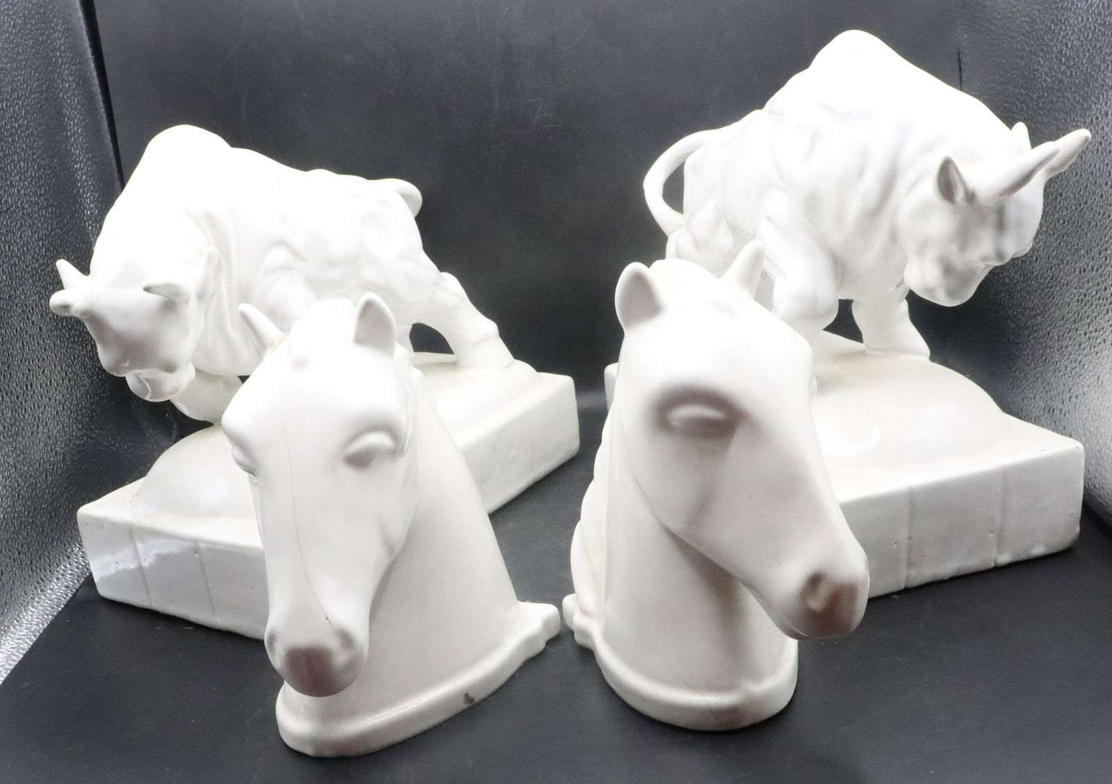 (4) White Ceramic Animal Figure Book Ends (1 of 18)
