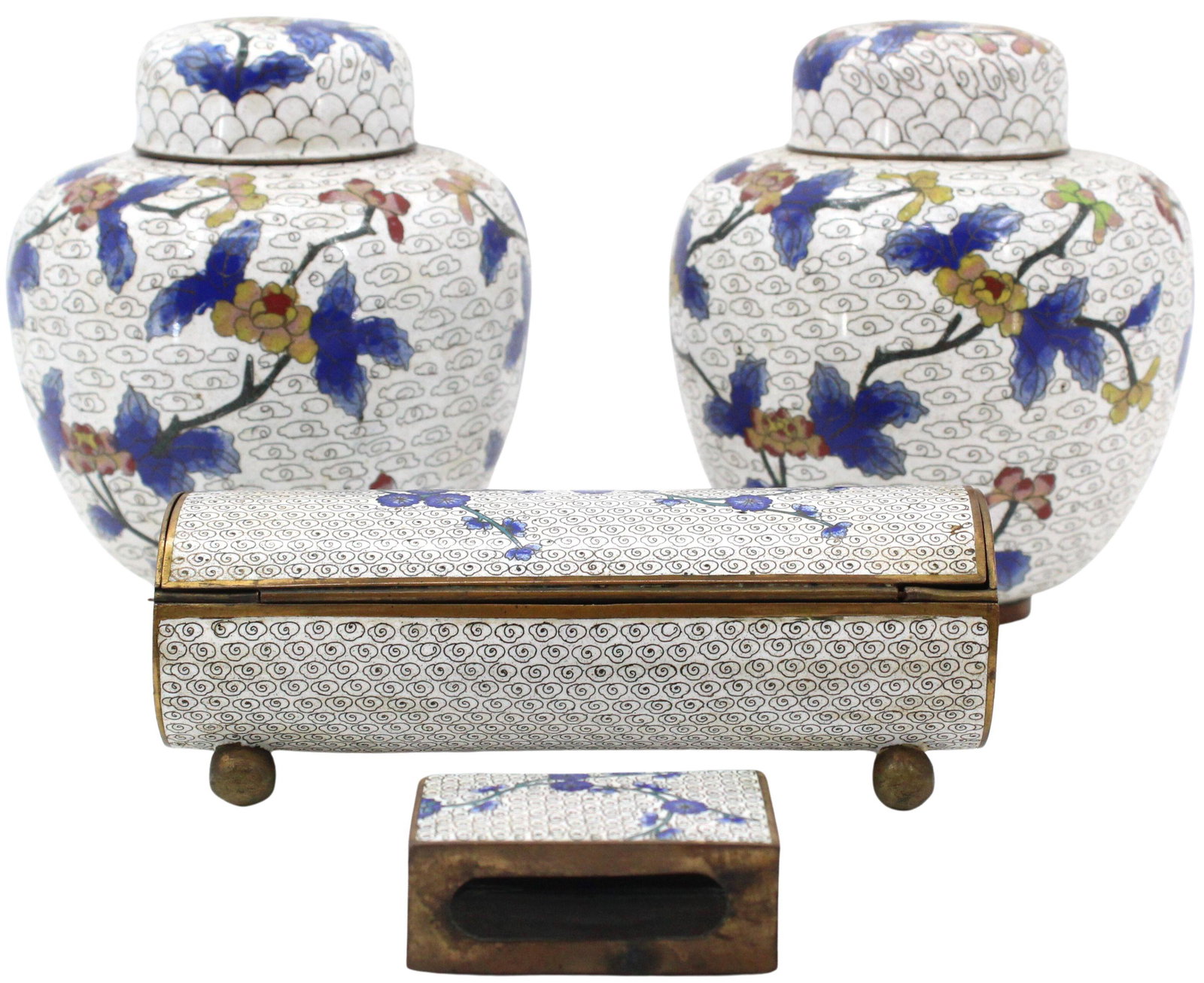 (4) Cloissone- Pr. Ginger Jars,Match Holder (1 of 20)