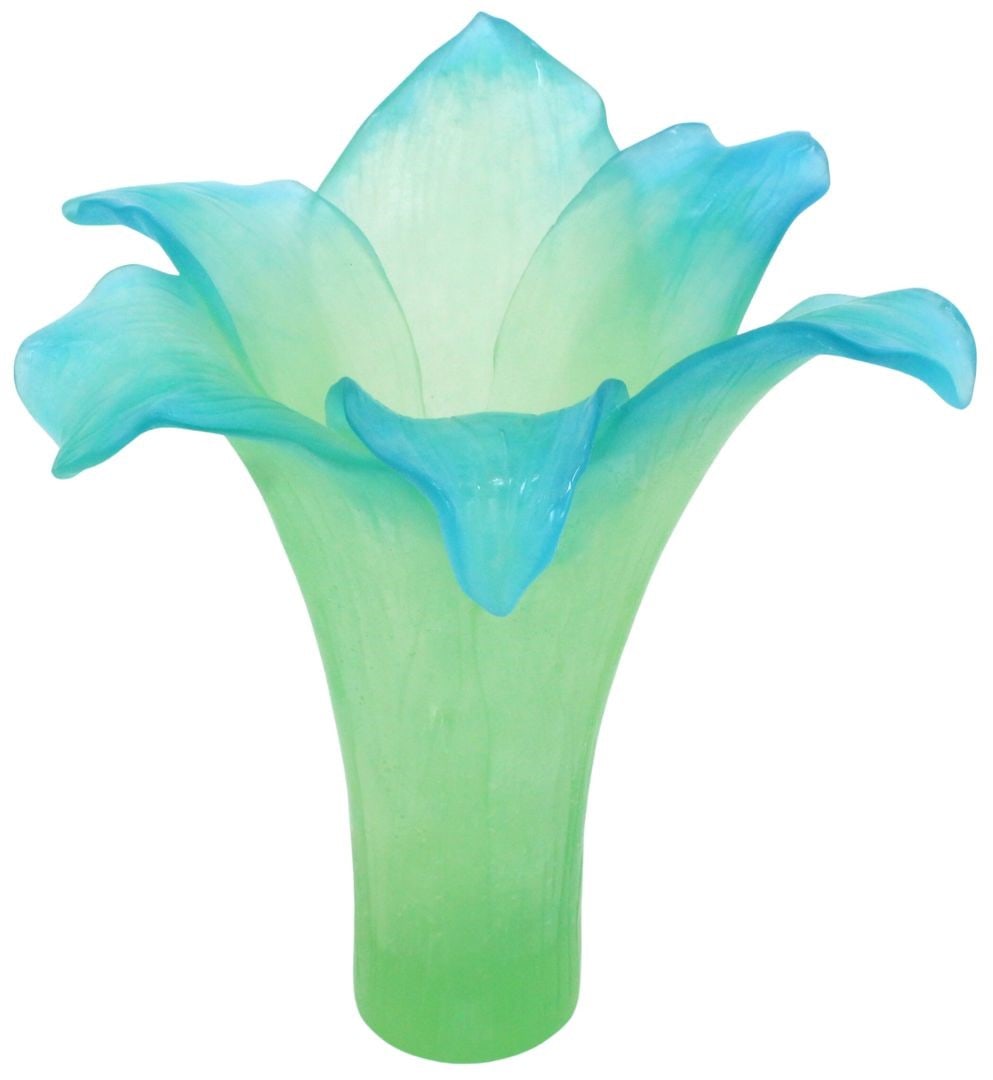 Stunning French Daum Pate De Verre Amaryllis Vase: Stunning French Daum Pate De Verre Amaryllis vase. The soft flow of green to blue in this amaryllis form epitomizes the artist finesse of Daum glass sculptors.Etched Daum France on the underneath surf