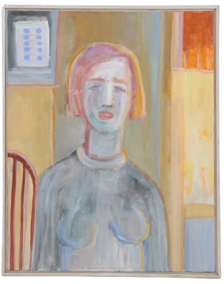 Maggie Hazell Rosen (20th C) USA, Oil on Canvas: Maggie Hazell Rosen (20th Century) American, Oil on Canavs. Portrait of a woman in an interior. Hazell-Rosen studied at the California School of Fine Arts with David Park and Habsel Smith and was part