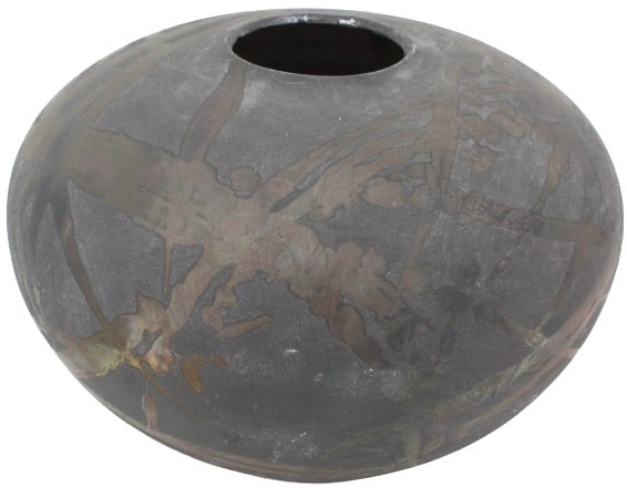 Large Tony Evans Raku Pottery Vase: Large Tony Evans Raku Pottery Vase. Signed on the base. Size: 12 x 12 x 8 1/2 in. #1658