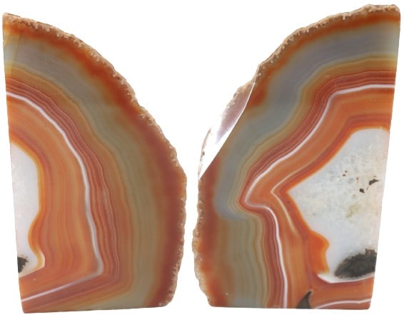 Pair of Banded Agate Geode Bookends: Pair of Banded Agate Geode Bookends. Size: 3 x 2 x 5 1/2 in. #4175