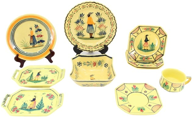 Group of (10) Quimper dishes / bowl / mug: Group of (10) Quimper dishes / bowl / mugSize: 7 3/4 x 7 3/4 x 3 1/4 in. Bowl. #1229