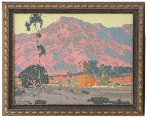 Hanson Puthuff (1875-1972) American, Oil/Seri/CB: Hanson Puthuff (1875-1972) American, Oil Serigraph on Canvas Laid on Board. Depicting a California landscape. Signed in the lower left. Hanson Puthuff is known for Desert landscape, portrait and mural