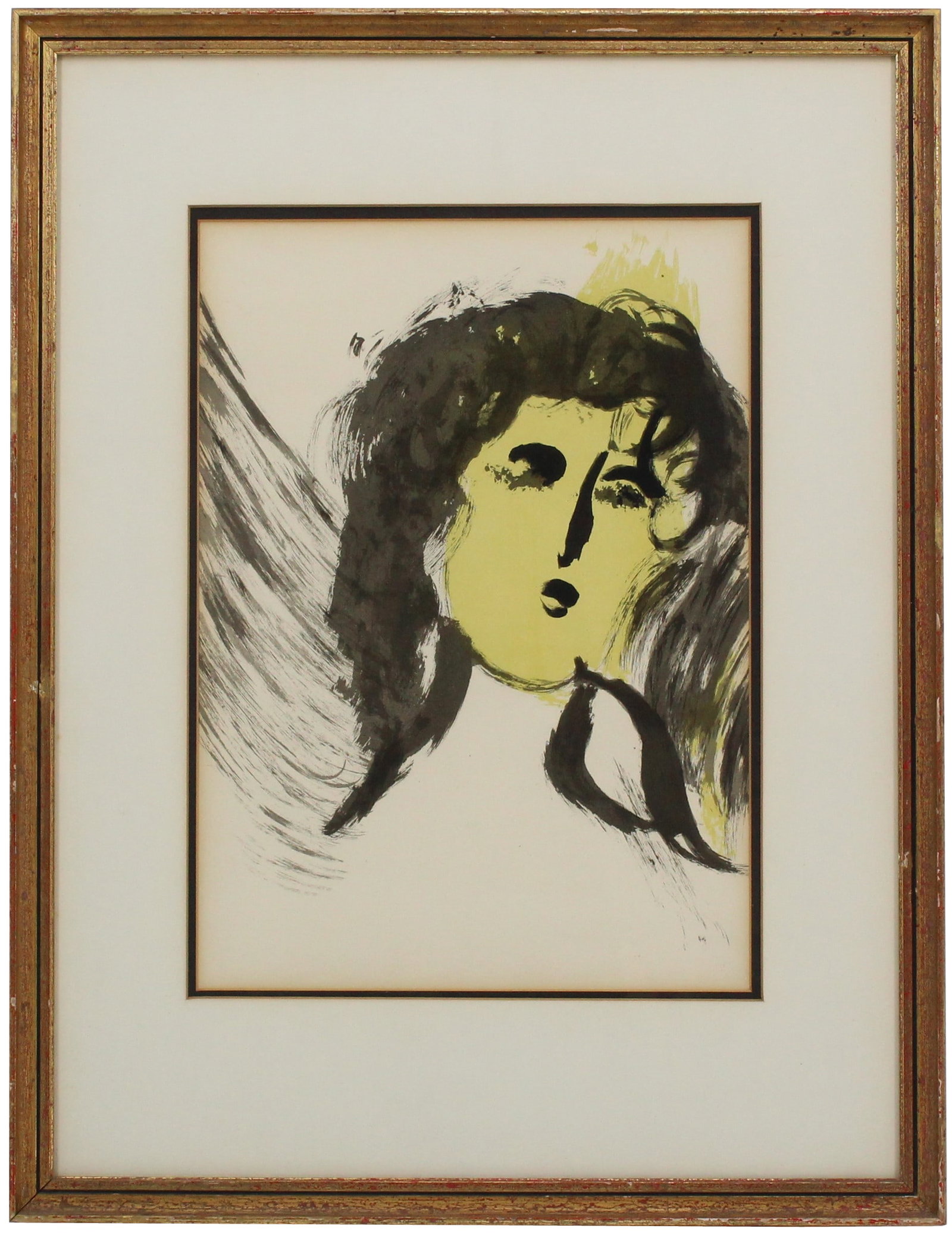 Marc Chagall (1887 - 1985) French / Russian, Litho: Marc Chagall (1887 - 1985) French / Russian, Litho. 'The Angel' Lithograph. Marc Chagall is known for Abstract village peasant theme paintings, public art. Marc Chagall was a man of keen intelligence,