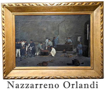 Nazzarreno Orlandi (1861-1952) Italian, O/C: Nazzareno Orlandi (1861-1952) Italian, Oil on Canvas. Artist and decorator, born in Ascoli Piceno (Italy), he has studied design with Giorgio Paci and painting at the Academy of Firenze, where he has