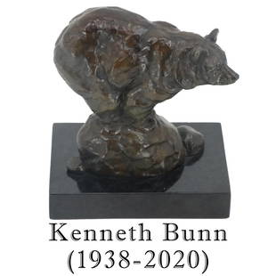 Kenneth Bunn (1938-2020) 2008 4/50 Bronze Bear: Kenneth Bunn (1938-2020) 2008 4/50 Perched Bronze Bear. Fantastic Image of a bear perched on a rock. Excellent condition. Limited Edition 4/50. Rarely comes to auction!Kenneth Bunn (1938-2020) breathe