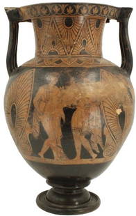 Ancient Greek Amphora: Ancient Greek Amphora. Museum Inventory number is on the base. Ex Collection of the Fine Arts Museums of San Francisco. Size: 13 1/2 x 11 x 21 in. #1107