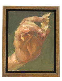 Tai-Shan Schierenberg (1962) 1999, Oil on Copper: Tai-Shan Schierenberg, 1999, Oil on Copper. "Hand with Oak Leaf." Tai-Shan Schierenberg is a British portrait painter, based in London. He was the joint winner of the 1989 BP Portrait Award, Founder