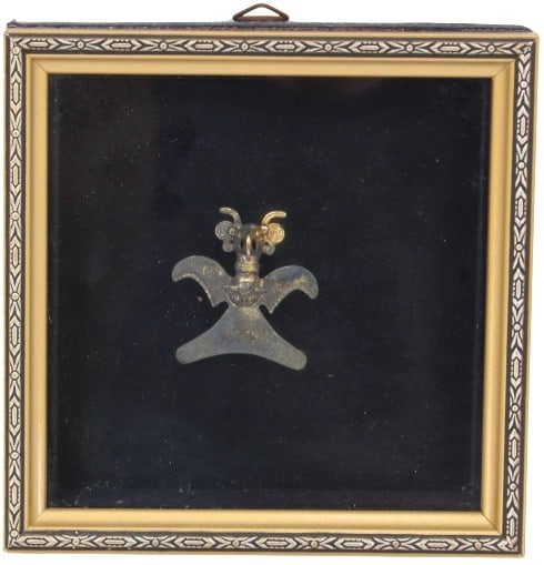 Framed Diminutive Early Gilt Bronze Bird (1 of 9)