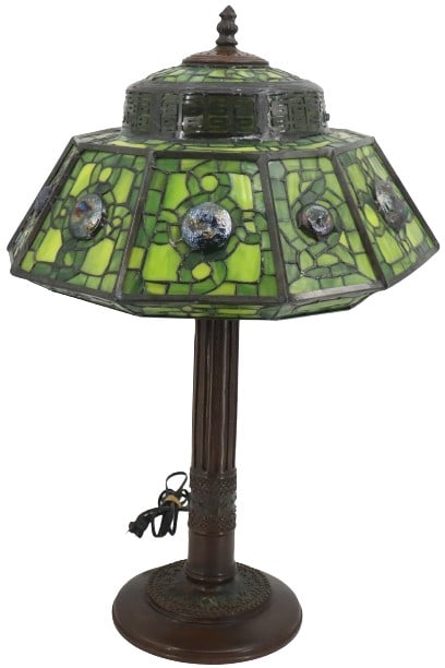 Tiffany Style Turtleback Tile Table Lamp (1 of 18)