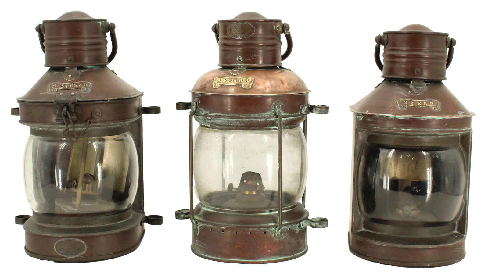 (3) English Davey & Co. Brass Ship's Oil Lanterns (1 of 19)