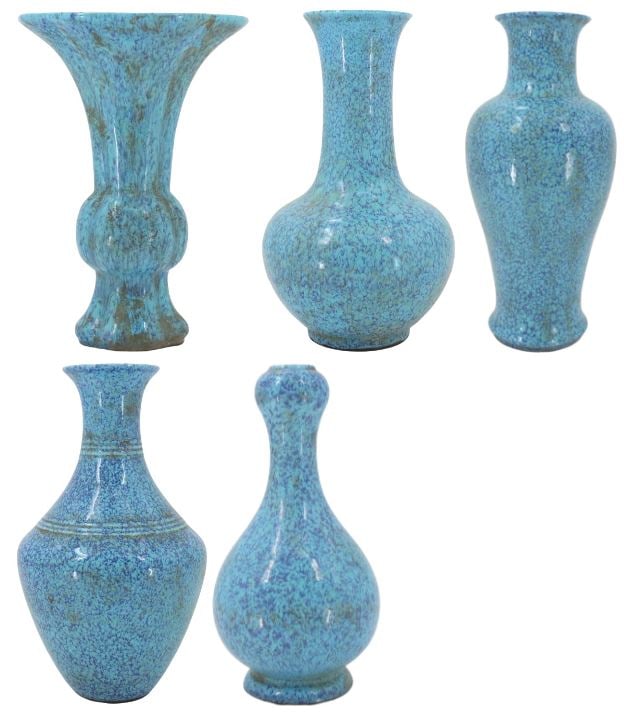 (5) Chinese Robin Egg Glaze Porcelain Vases (1 of 18)