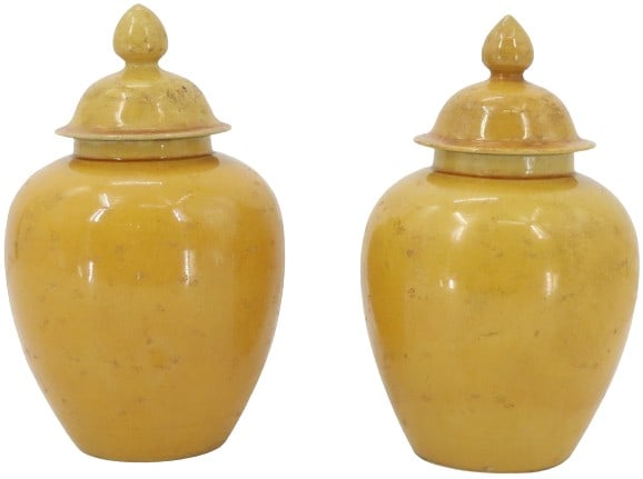 Pair Of Chinese Yellow Glaze Covered Jars (1 of 17)